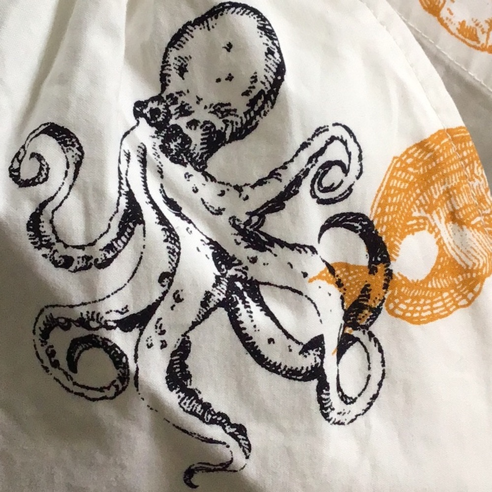 Anthropologie Maeve Sea Creatures Strapless Buttondown Wide-Leg Jumpsuit - Picture 10 of 16